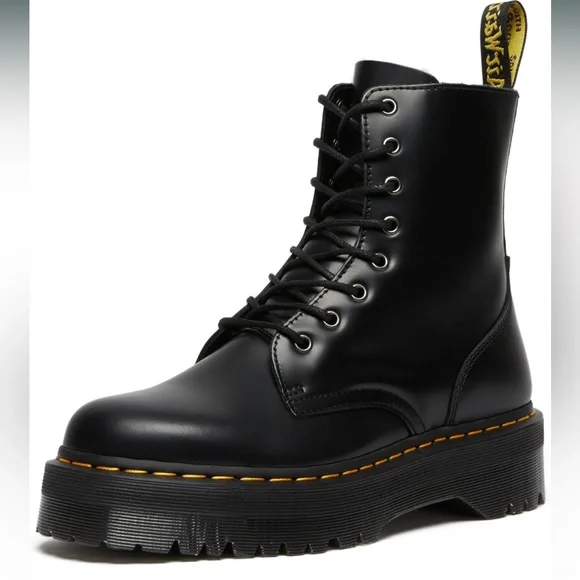 DR. Martens Platform Jaden 8 eye Black Leather Lace-Up Boots size US 6 - Picture 1 of 8